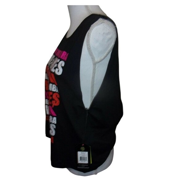 Zumba Fitness Love Over Likes Open Back Tank Top Black With Graphic Design Women - Picture 4 of 5
